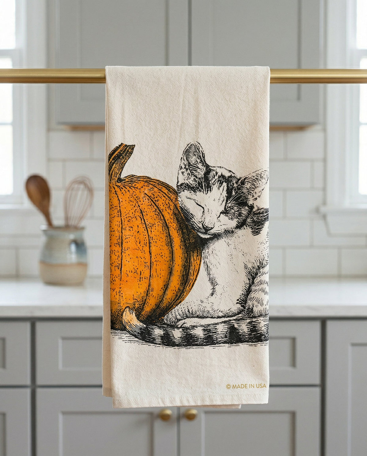 Pumpkin Cat Tea Towel