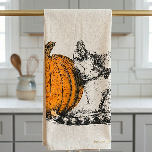 Pumpkin Cat Tea Towel